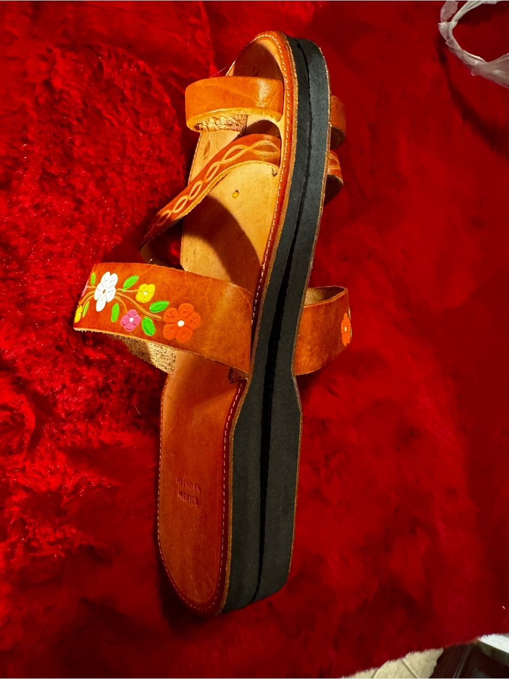 Mexican Leather Huarache Sandals Women’s Size 7 Hand Painted Floral - Picture 12 of 12
